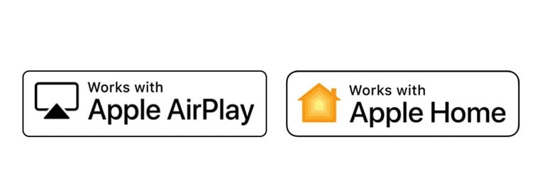 A works with Apple AirPlay logó A works with Apple Home logó