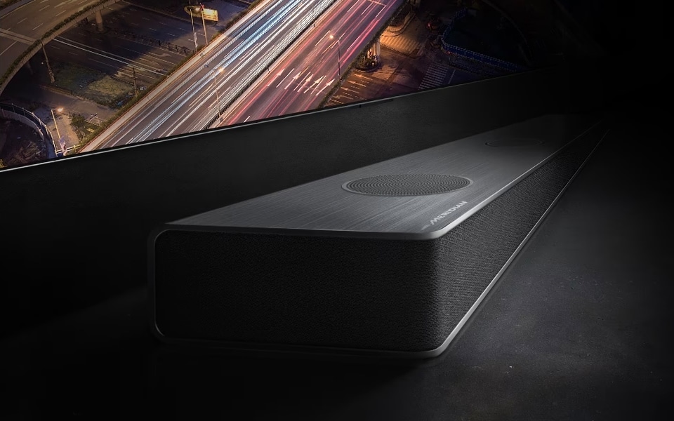 A wireless LG soundbar demonstrating how to set up a sound bar