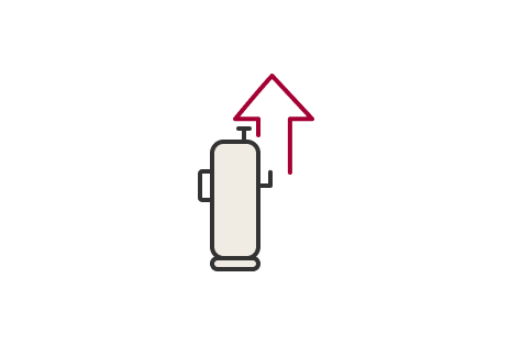 The icon depicting an Advanced Compressor is illustrated by a compressor silhouette with an upward arrow, signifying enhanced efficiency and power.	