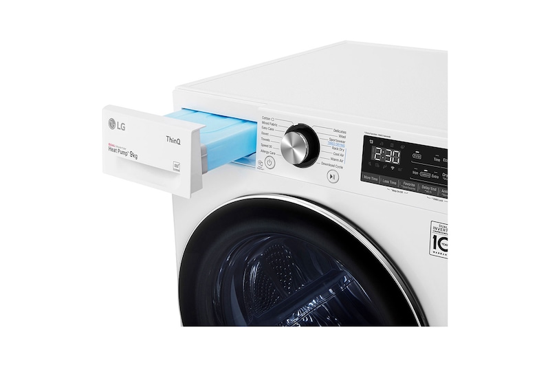 LG Pengering Pakaian Dryer LG 9kg, Front Loading - DUAL Inverter Heat Pump™ dengan ThinQ™, RV09VHP5W