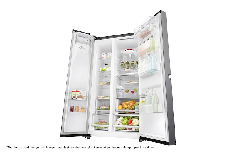 LG Kulkas Side by Side 668L gross / 601L nett Inverter Linear Compressor dan Rak Wine, ThinQ™ dengan WiFi - Platinum, GC-L247CLCV