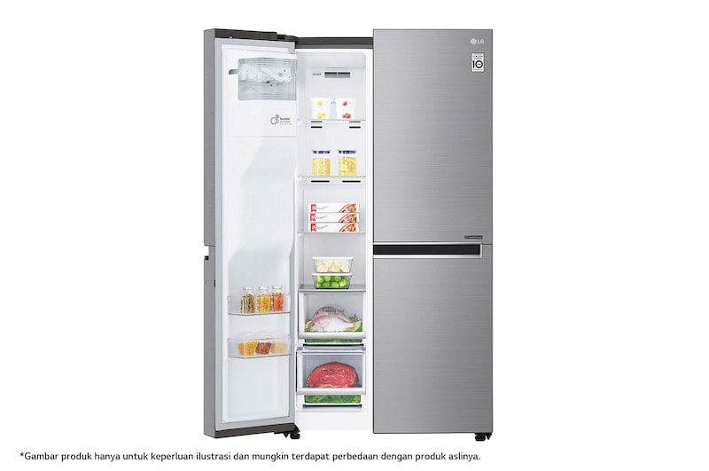 LG Kulkas Side by Side 668L gross / 601L nett Inverter Linear Compressor dan Rak Wine, ThinQ™ dengan WiFi - Platinum, GC-L247CLCV