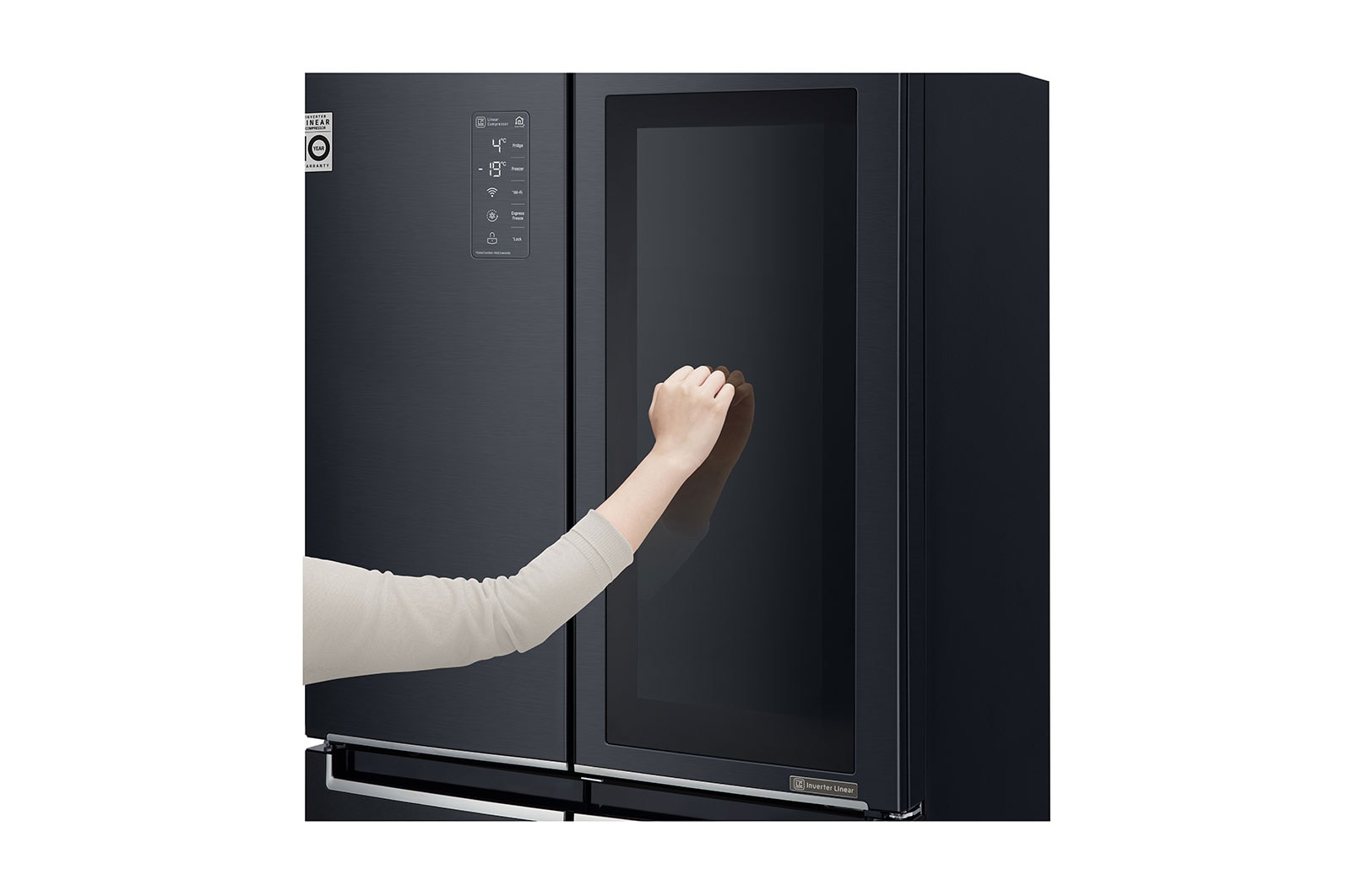 LG Kulkas Multi Door 595L gross / 458L nett Ramping dengan Inverter Linear Compressor, ThinQ™ dengan WiFi - Hitam Matte, GC-Q22FTQKL