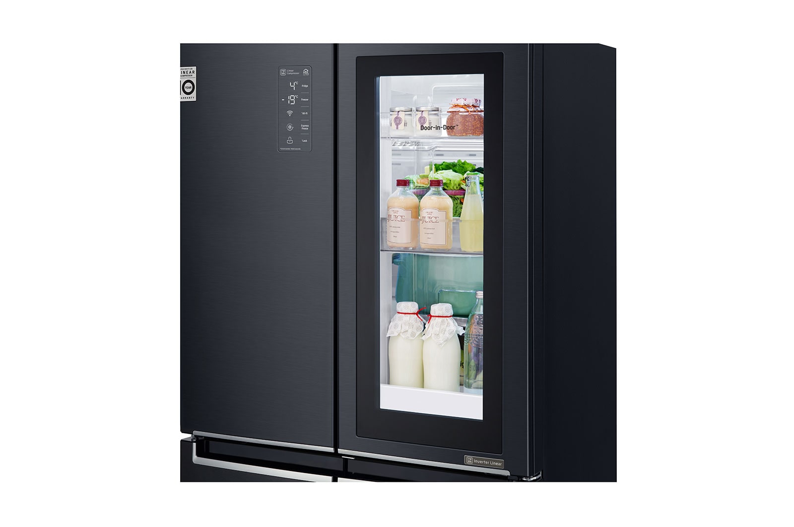 LG Kulkas Multi Door 595L gross / 458L nett Ramping dengan Inverter Linear Compressor, ThinQ™ dengan WiFi - Hitam Matte, GC-Q22FTQKL