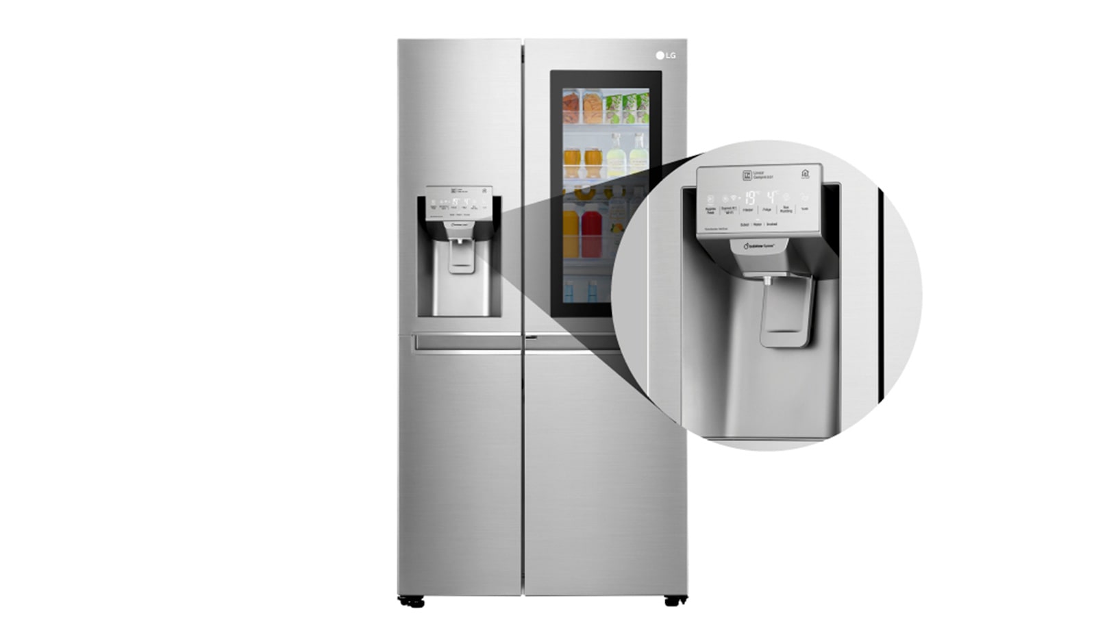 LG Kulkas Side by Side 668L gross / 624L nett InstaView Door-in-Door™ dengan Inverter Linear Compressor dan Wadah Pembuat Es Ramping, ThinQ™ dengan WiFi - Noble Steel, GC-X247CKAV