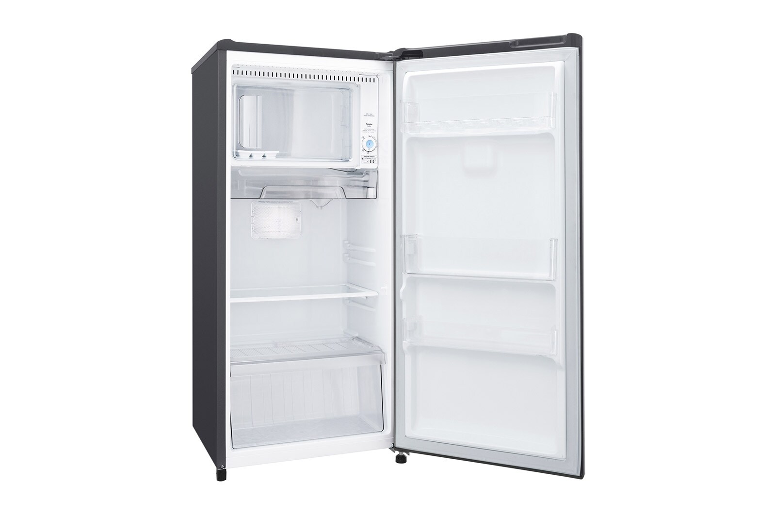 LG Kukas 1 Pintu 169L gross/ 164L nett dengan kotak buah dan sayuran yang lebih besar - Dark Graphite Steel, GN-201CK