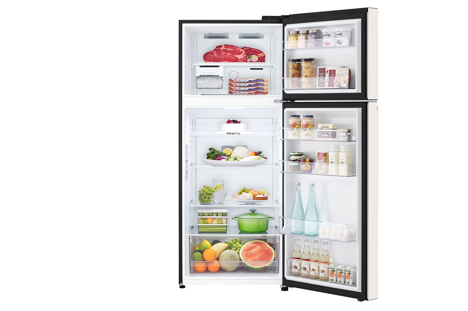 LG Kulkas 2 Pintu LG Refrigerator Objet Collection Terbaru, Nett 375L / Gross 410L dengan Warna Nature Beige dan DoorCooling+, GN-B372PQGB