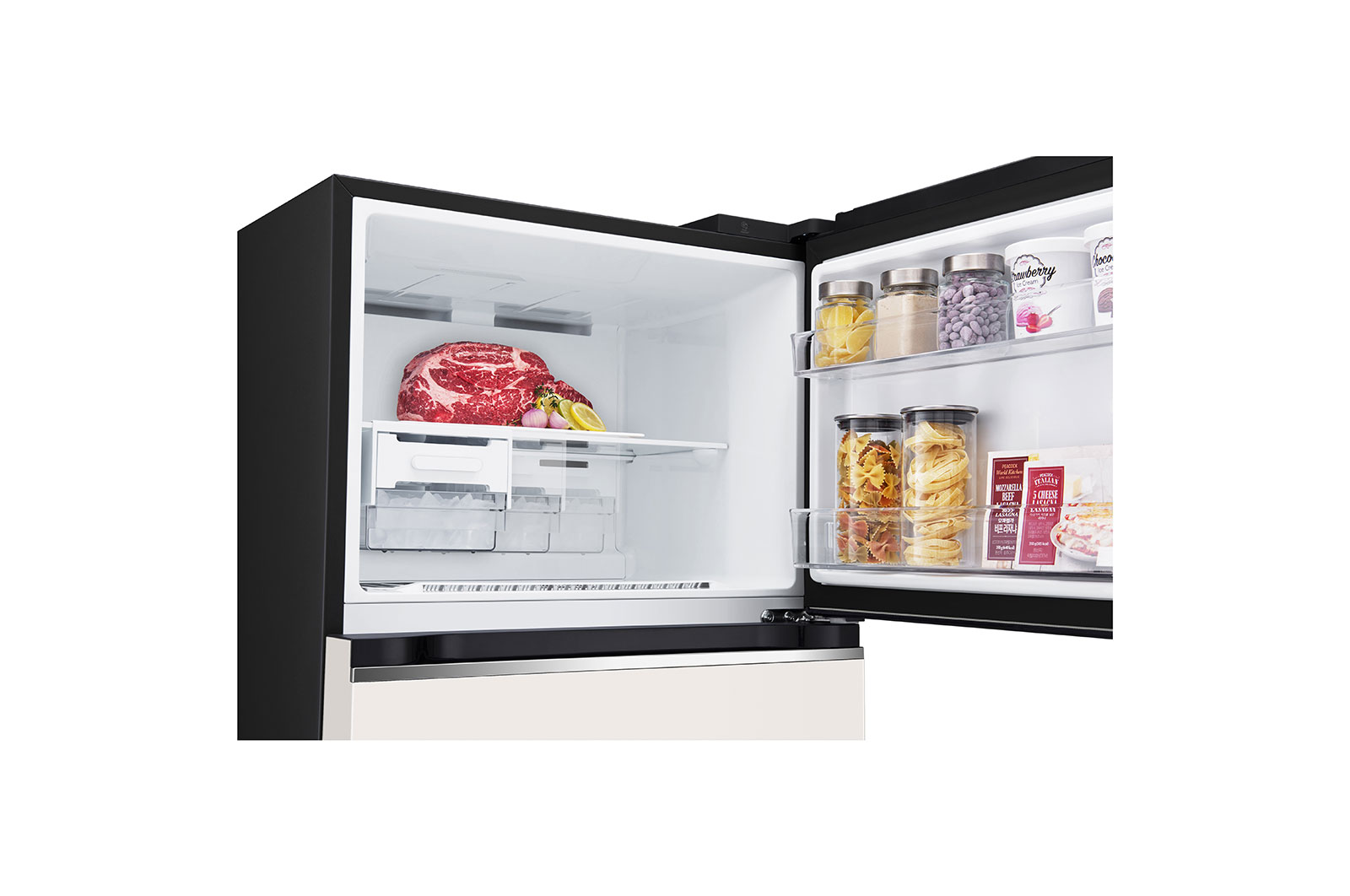 LG Kulkas 2 Pintu LG Refrigerator Objet Collection Terbaru, Nett 375L / Gross 410L dengan Warna Nature Beige dan DoorCooling+, GN-B372PQGB