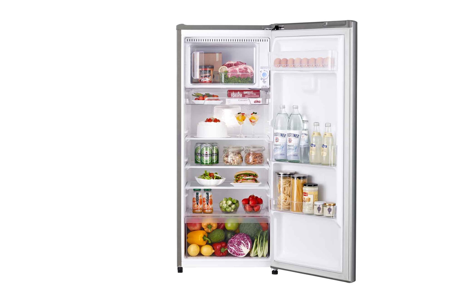 LG Kulkas 1 Pintu 199L dengan Kotak Sayur Besar dan Handel Pintu Ergonomis - Platinum, GN-INV331SL