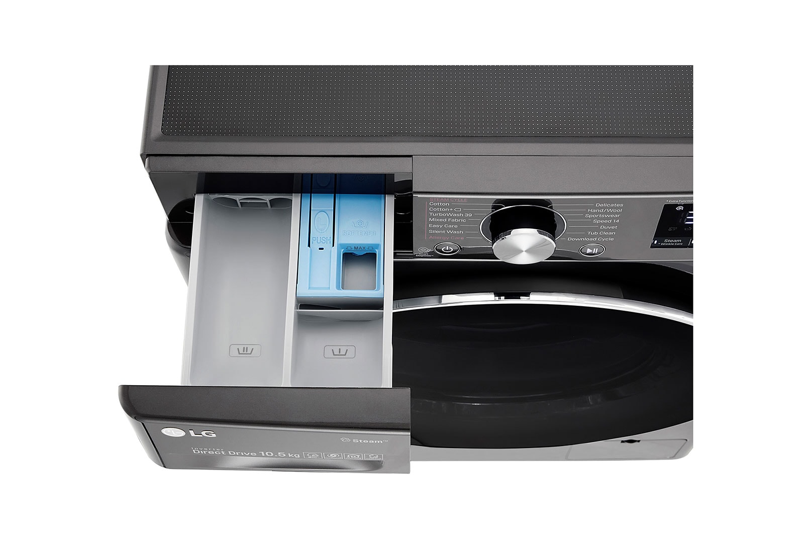 LG Mesin Cuci LG 10.5kg, Front Loading AI DD™ dengan Steam+™ dan TurboWash 360™, ThinQ™ dengan WiFi - Hitam Metalik, FV1450S1B