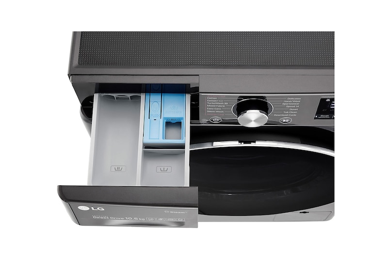 LG Mesin Cuci LG 10.5kg, Front Loading AI DD™ dengan Steam+™ dan TurboWash 360™, ThinQ™ dengan WiFi - Hitam Metalik, FV1450S1B