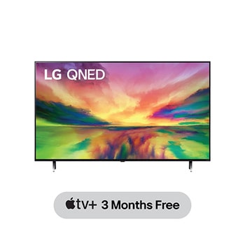 A front view of the LG QNED TV with infill image and product logo on