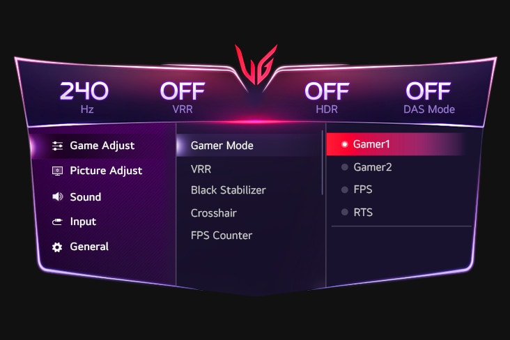 Gambar pengaturan GUI Mode Gamer.