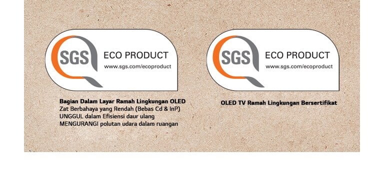 Logo sertifikasi SGS di panel OLED dan perangkat TV OLED.