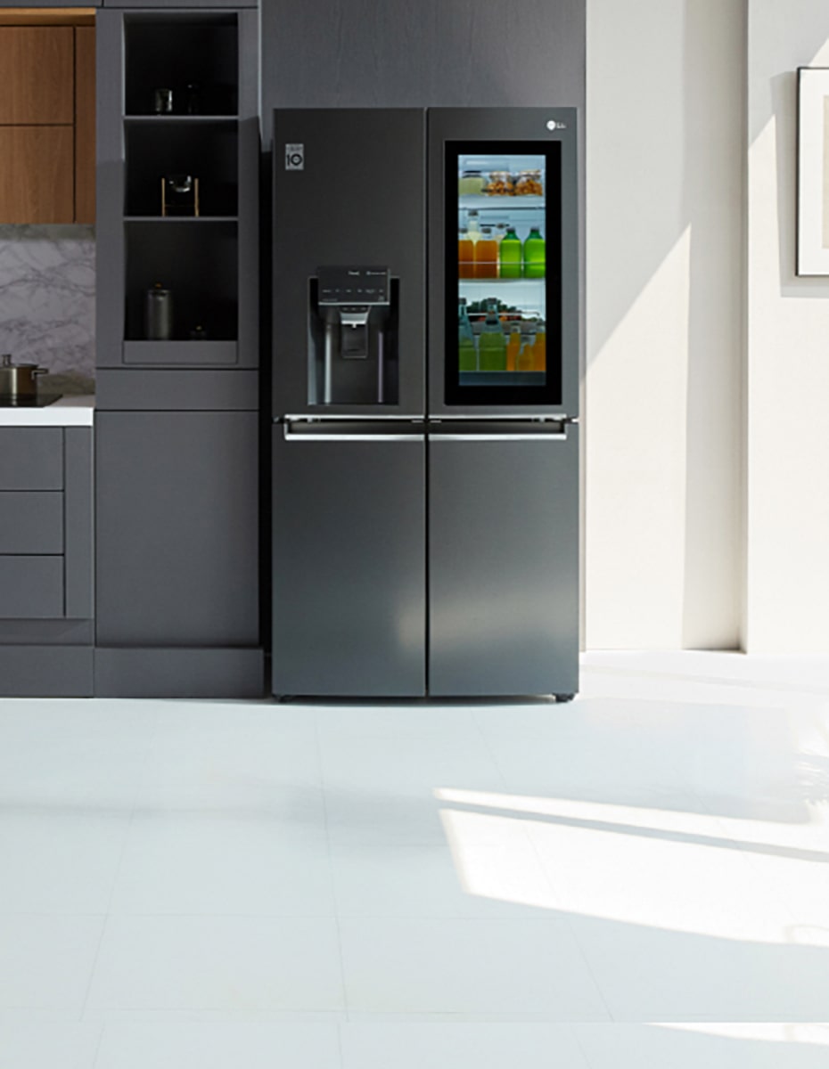 Thie image shows an InstaView Fridge Freezer.	