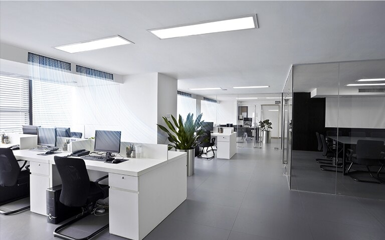 An image of an office space with air conditioning on.