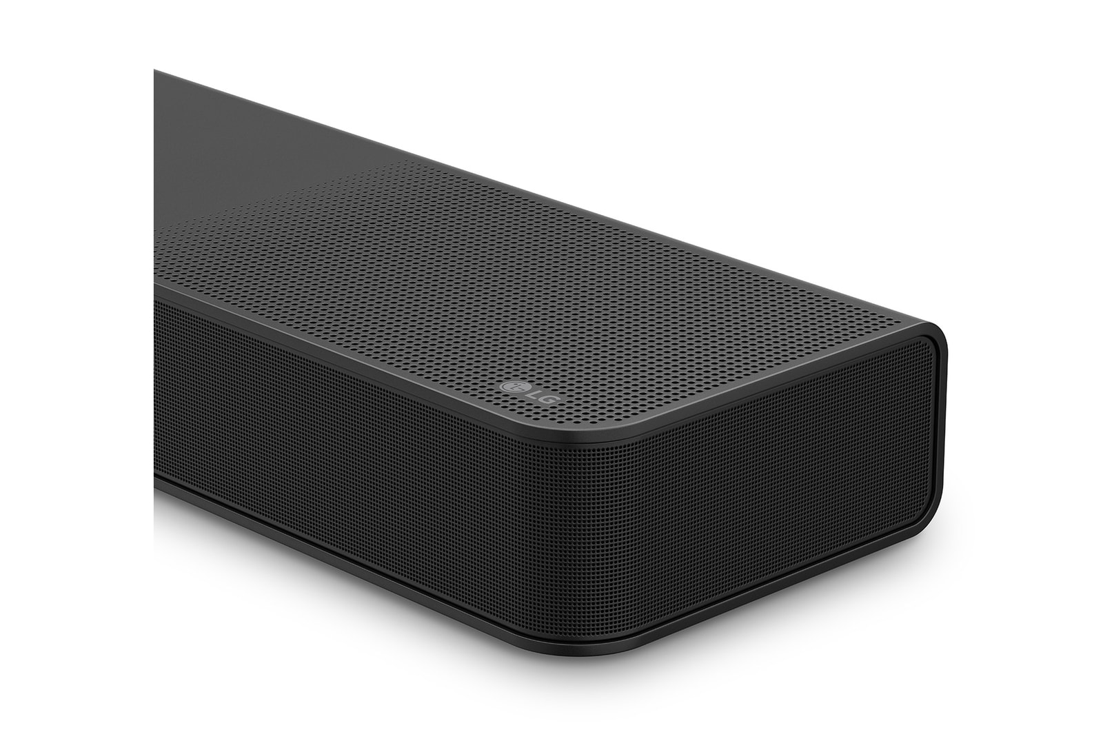 Top angled view of LG Soundbar S90TY's side corner
