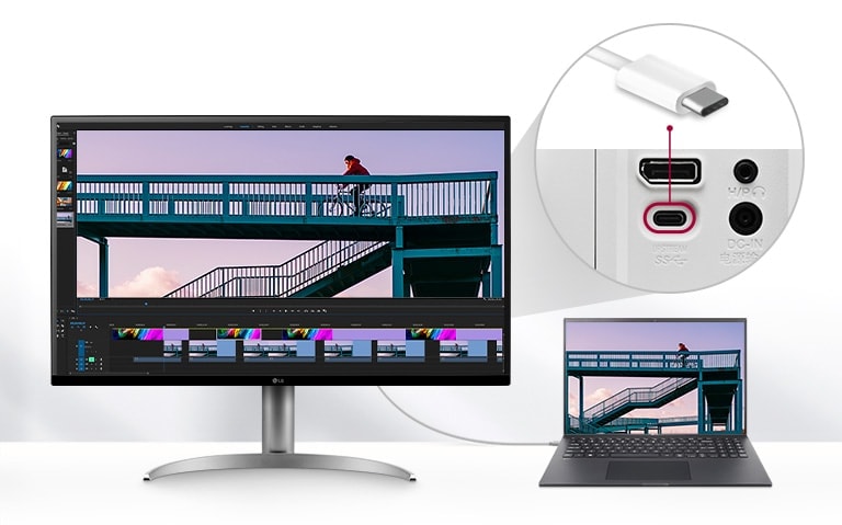 LG 32UQ750-W USB Type-C™ offering easy control and connectivity.