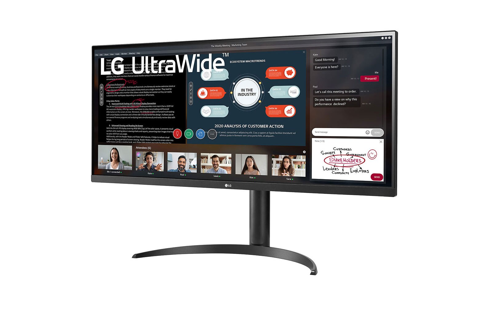 LG 34 (86.7cm) 21:9 UltraWide™ Full HD IPS Monitor with AMD FreeSync™, 34WP550-B