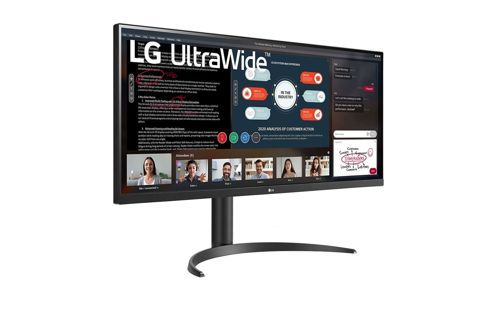 LG 34 (86.7cm) 21:9 UltraWide™ Full HD IPS Monitor with AMD FreeSync™, 34WP550-B