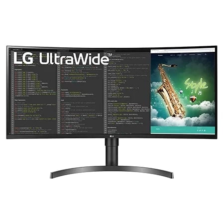 LG UltraWide™ 35" Curved QHD VA Display Monitor with coding display, front view, 35WN75CN-B