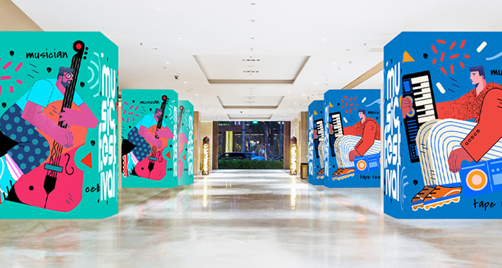 The content with the 90° corner option is shown without any interruptions even when installed on a corner.