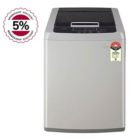 

LG 7Kg Top Load Washing Machine, Smart Inverter Motor, Middle Free Silver - T70SKSF1Z