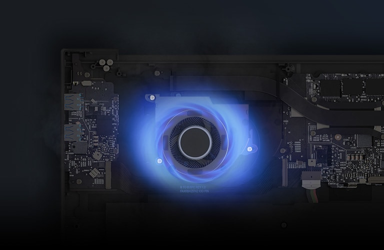LG 14Z90R-G.CP75A2 The animation shows the cooling fan is running.