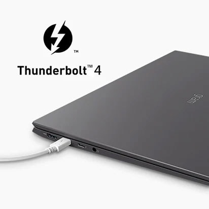 It shows a cable connected to Thunderbolt™ 4 port.