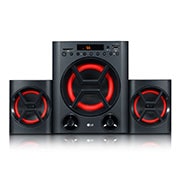 LG LK72B Powerful Sound 40W, 2.1 Ch Speaker System with Deep Bass sound, Bluetooth, Portable In, USB, SD Card and FM Radio, Remote Control, Wall mount, Display., LK72B