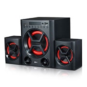 LG LK72B Powerful Sound 40W, 2.1 Ch Speaker System with Deep Bass sound, Bluetooth, Portable In, USB, SD Card and FM Radio, Remote Control, Wall mount, Display., LK72B