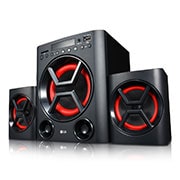 LG LK72B Powerful Sound 40W, 2.1 Ch Speaker System with Deep Bass sound, Bluetooth, Portable In, USB, SD Card and FM Radio, Remote Control, Wall mount, Display., LK72B