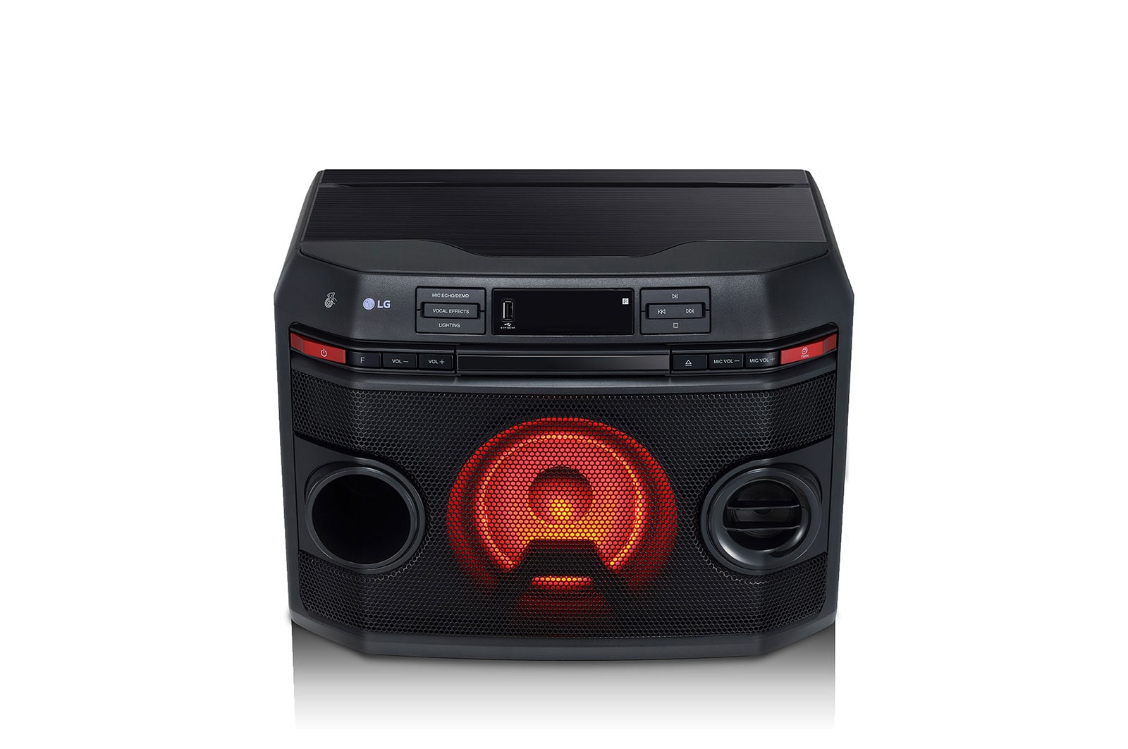 LG OL45 220W RMS, for Karaoke - Karaoke Playback and Recording, Echo Effects and Vocal Effects, Multi-Bluetooth / USB / FM / Mic In / Aux In, Bass Blast  and Multi-color Lighting, LG XBOOM App., OL45