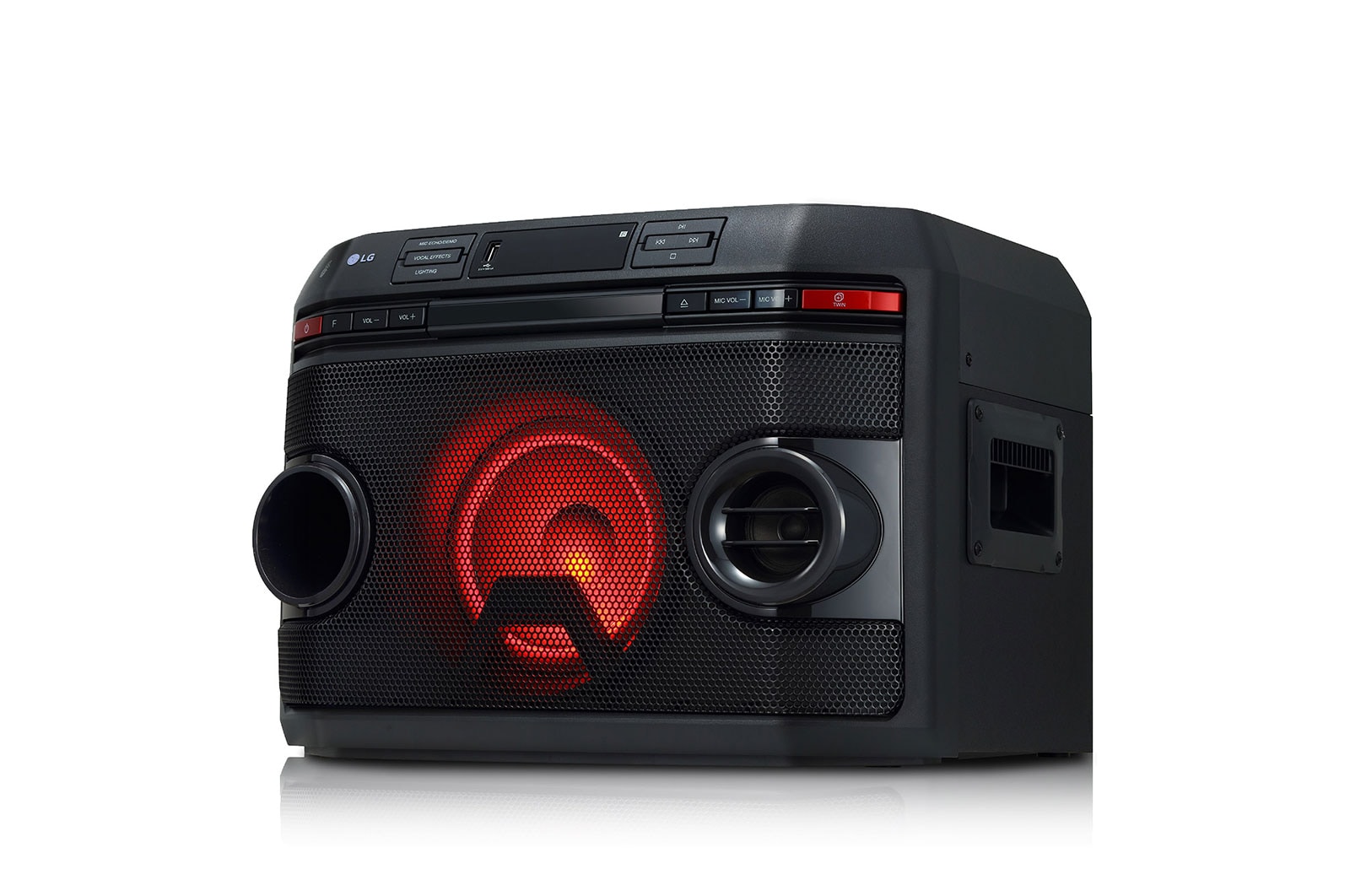 LG OL45 220W RMS, for Karaoke - Karaoke Playback and Recording, Echo Effects and Vocal Effects, Multi-Bluetooth / USB / FM / Mic In / Aux In, Bass Blast  and Multi-color Lighting, LG XBOOM App., OL45