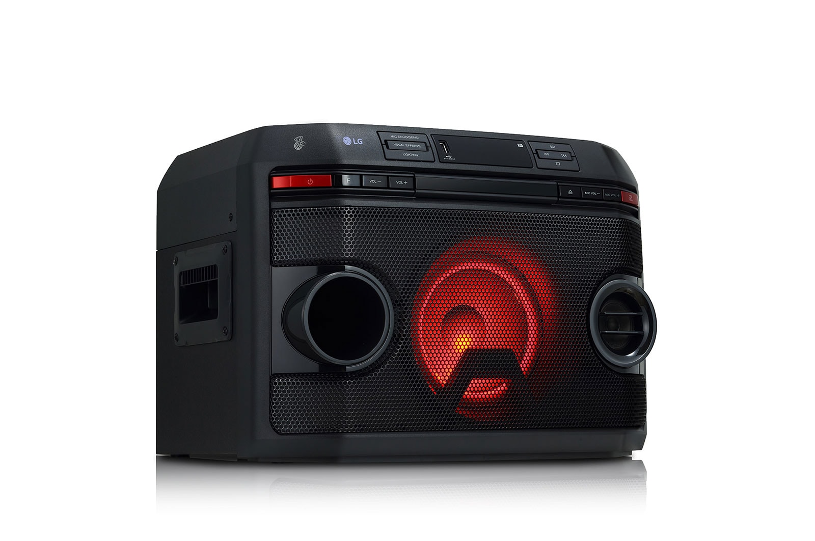 LG OL45 220W RMS, for Karaoke - Karaoke Playback and Recording, Echo Effects and Vocal Effects, Multi-Bluetooth / USB / FM / Mic In / Aux In, Bass Blast  and Multi-color Lighting, LG XBOOM App., OL45