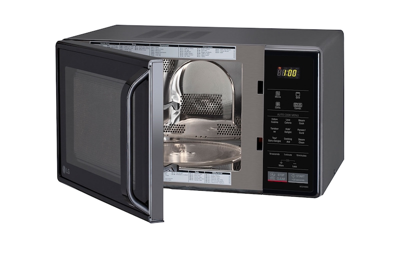 LG 21 L Convection Microwave Oven with Glass Door, 151 Auto Cook Menu, Quartz Heater, Health Plus Menu, Glossy Black, MC2146BG