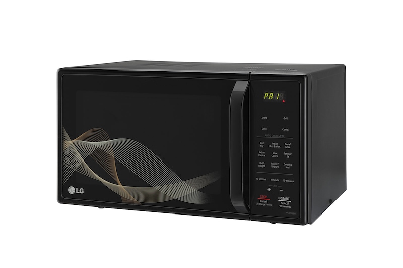 LG 21 L All-in-One Convection Microwave Oven with Stainless Steel Cavity, 151 Auto Cook Menu, Roti Basket (Black), MC2146BHT