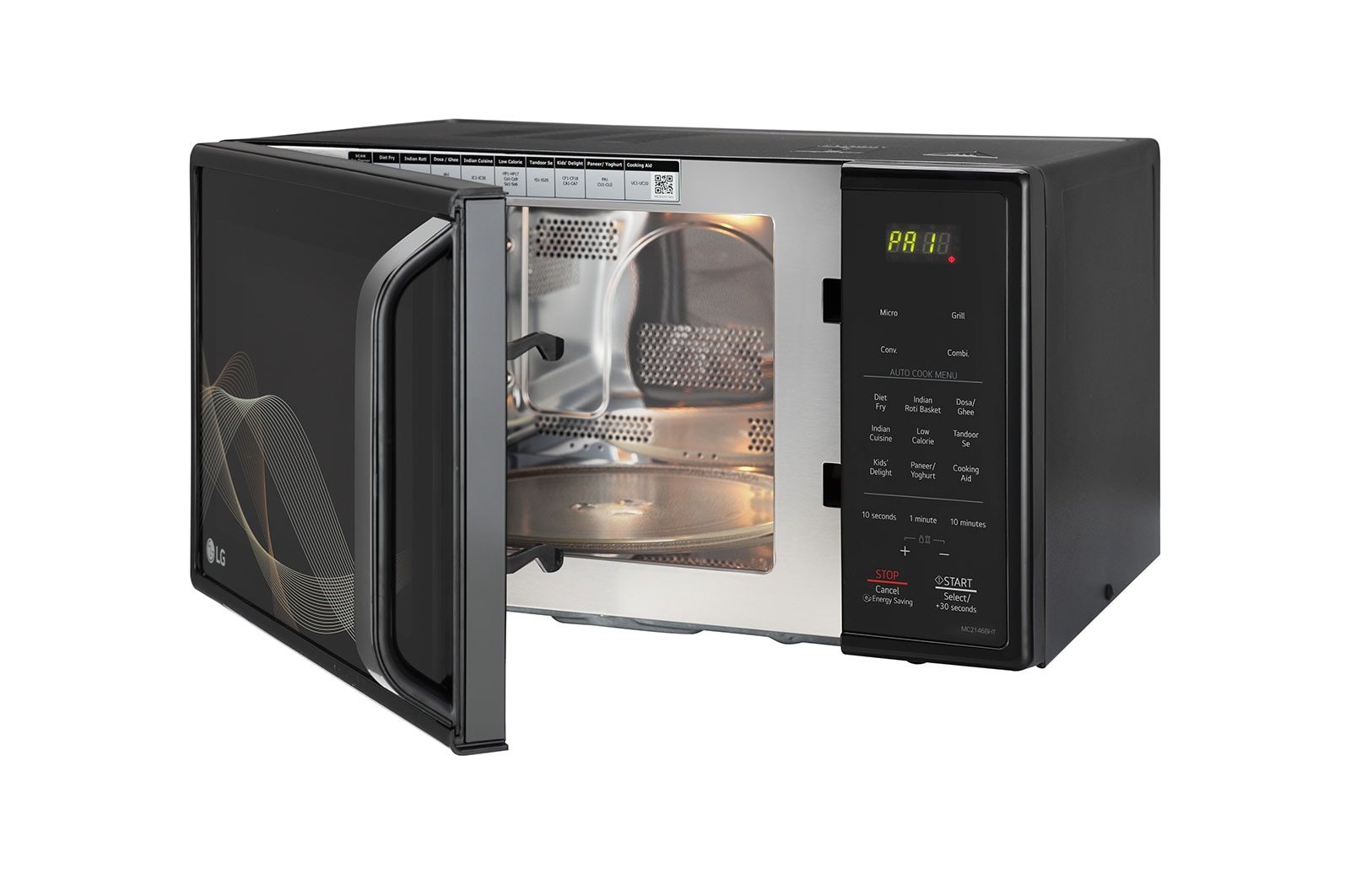 LG 21 L Diet Fry Convection Microwave Oven  (MC2146BHT, Black), MC2146BHT