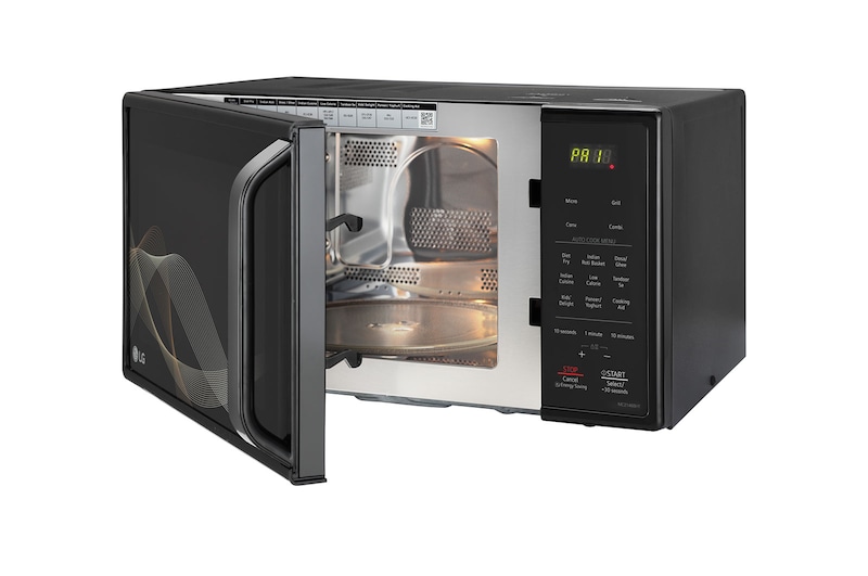 LG 21 L All-in-One Convection Microwave Oven with Stainless Steel Cavity, 151 Auto Cook Menu, Roti Basket (Black), MC2146BHT