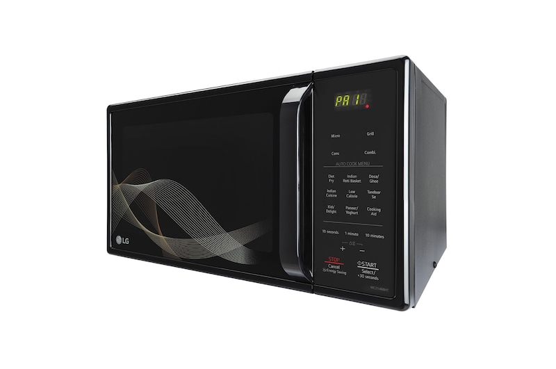 LG 21 L All-in-One Convection Microwave Oven with Stainless Steel Cavity, 151 Auto Cook Menu, Roti Basket (Black), MC2146BHT