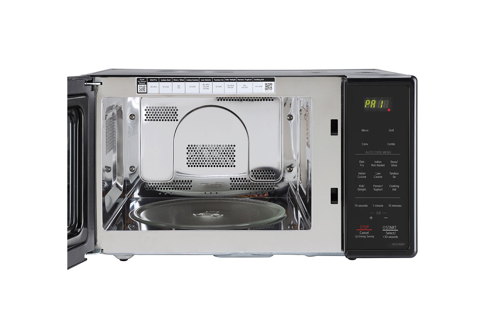 LG 21 L Diet Fry Convection Microwave Oven  (MC2146BHT, Black), MC2146BHT