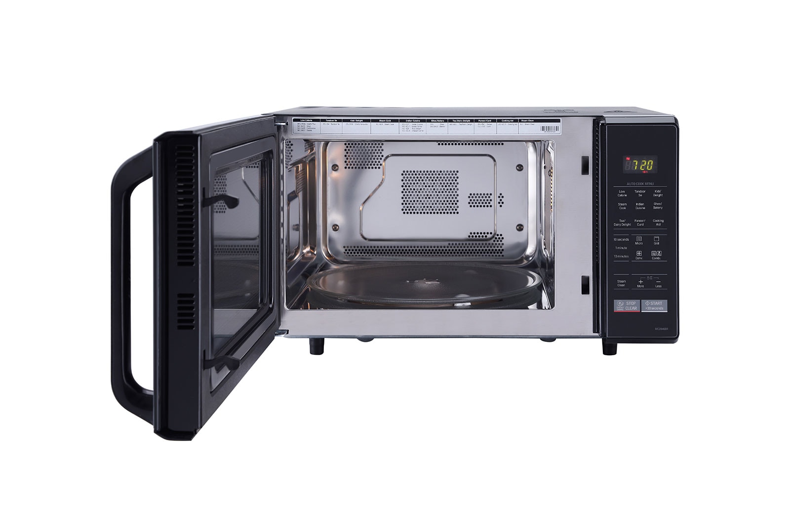 LG 28 L Convection Microwave Oven with Stainless Steel Cavity, 251 Auto Cook Menu, Defrost, Health Plus Menu, Black, MC2846BR