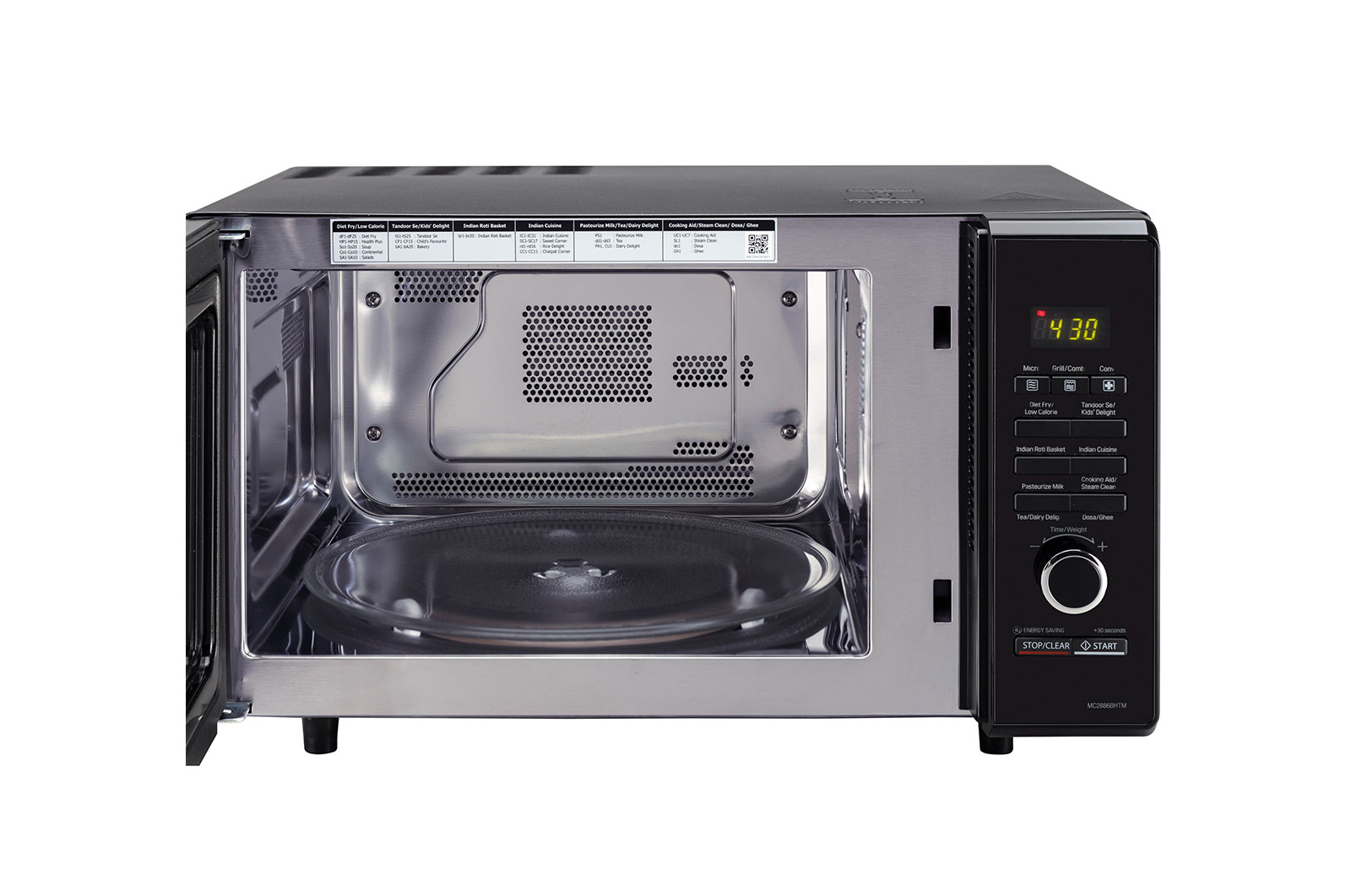 LG 28 L Convection Microwave Oven with Diet Fry™, Roti Basket, Health Plus Menu, Multi Cook Tawa, Black, MC2886BHTM