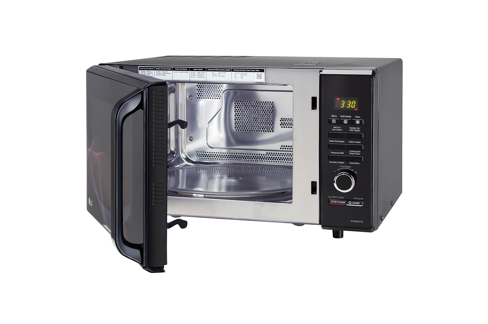 LG 28 L Convection Microwave Oven with Diet Fry™, Roti Basket, Health Plus Menu, Multi Cook Tawa, Black, MC2886BHTM