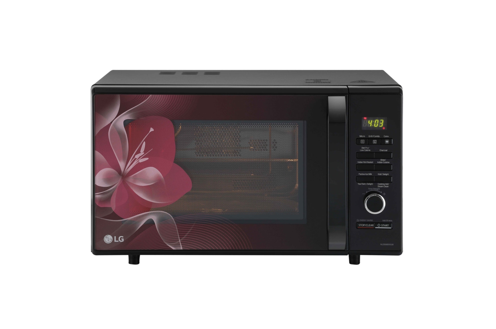 LG MJ2886BWUM Charcoal Convection Microwave front view