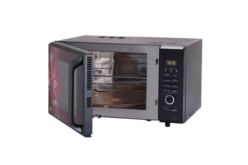LG 28 L Convection Microwave Oven with Charcoal Lighting Heater, 271 Auto Cook Menu, Motorised Rotisserie, Black, MJ2886BWUM