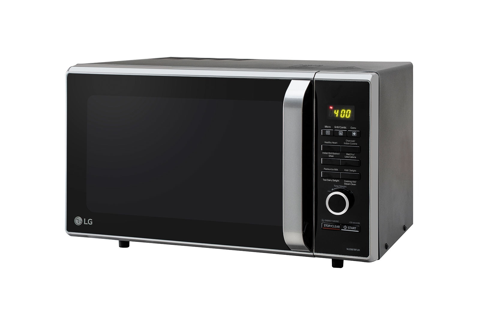 LG 28 L Charcoal Convection Microwave Oven with Charcoal Lighting Heater, Diet Fry, Motorised Rotisserie, Black, MJ2887BFUM