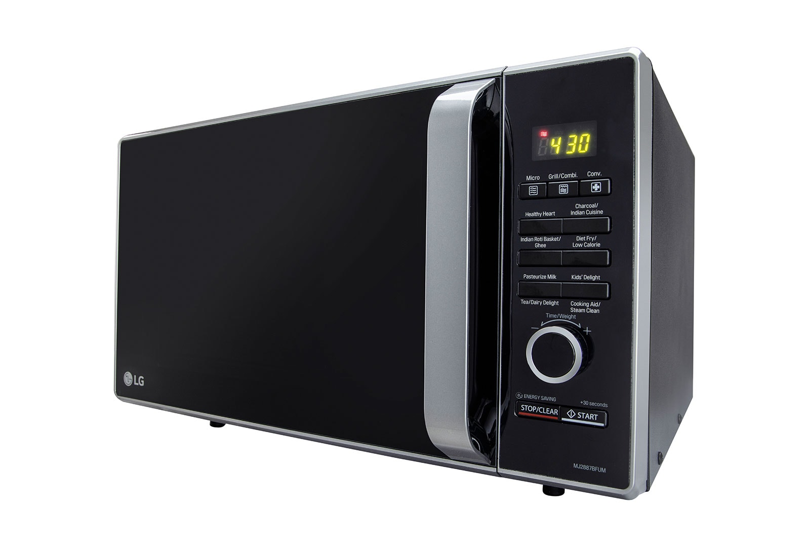 LG 28 L Charcoal Convection Microwave Oven with Charcoal Lighting Heater, Diet Fry, Motorised Rotisserie, Black, MJ2887BFUM