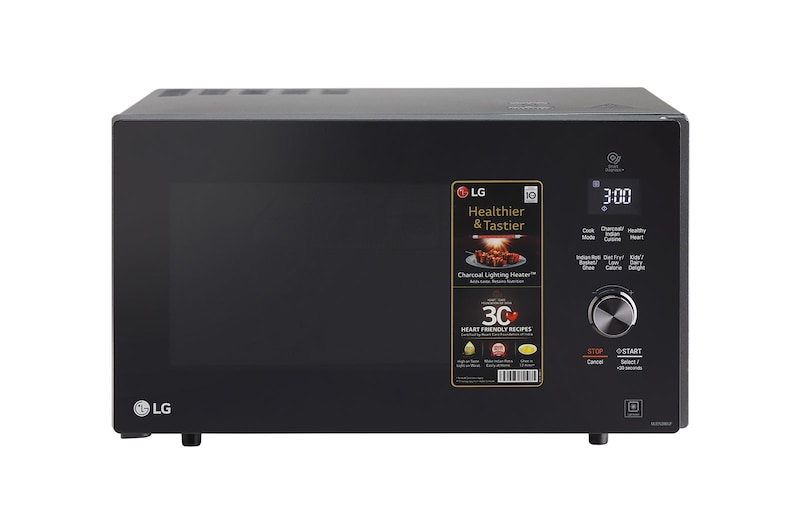 LG 28 L Charcoal Convection Microwave Oven with 301 Auto Cook Menu, Diet Fry™, Roti Basket, Motorised Rotisserie, Black, MJEN286UF