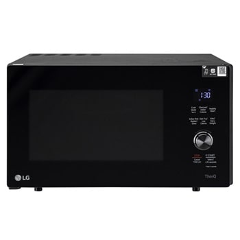 Front view of LG 28 L Scan-To-Cook Charcoal Microwave Oven with Healthy Heart™, Charcoal Lighting Heater, Motorised Rotisserie, Black MJEN286UFW